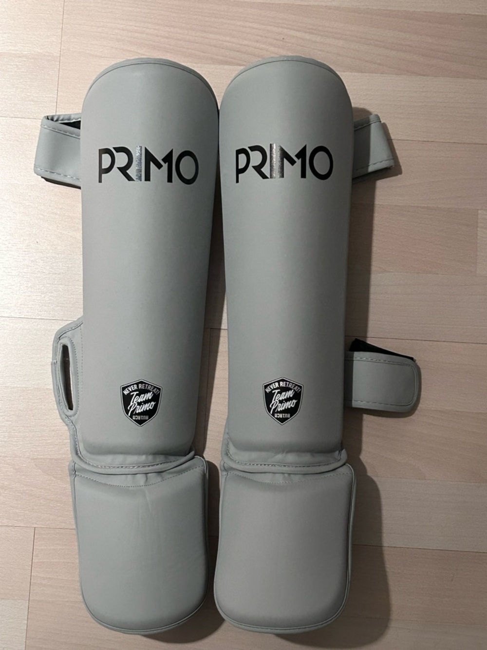 PRIMO Light Gray Shin Guards with Ankle Protection